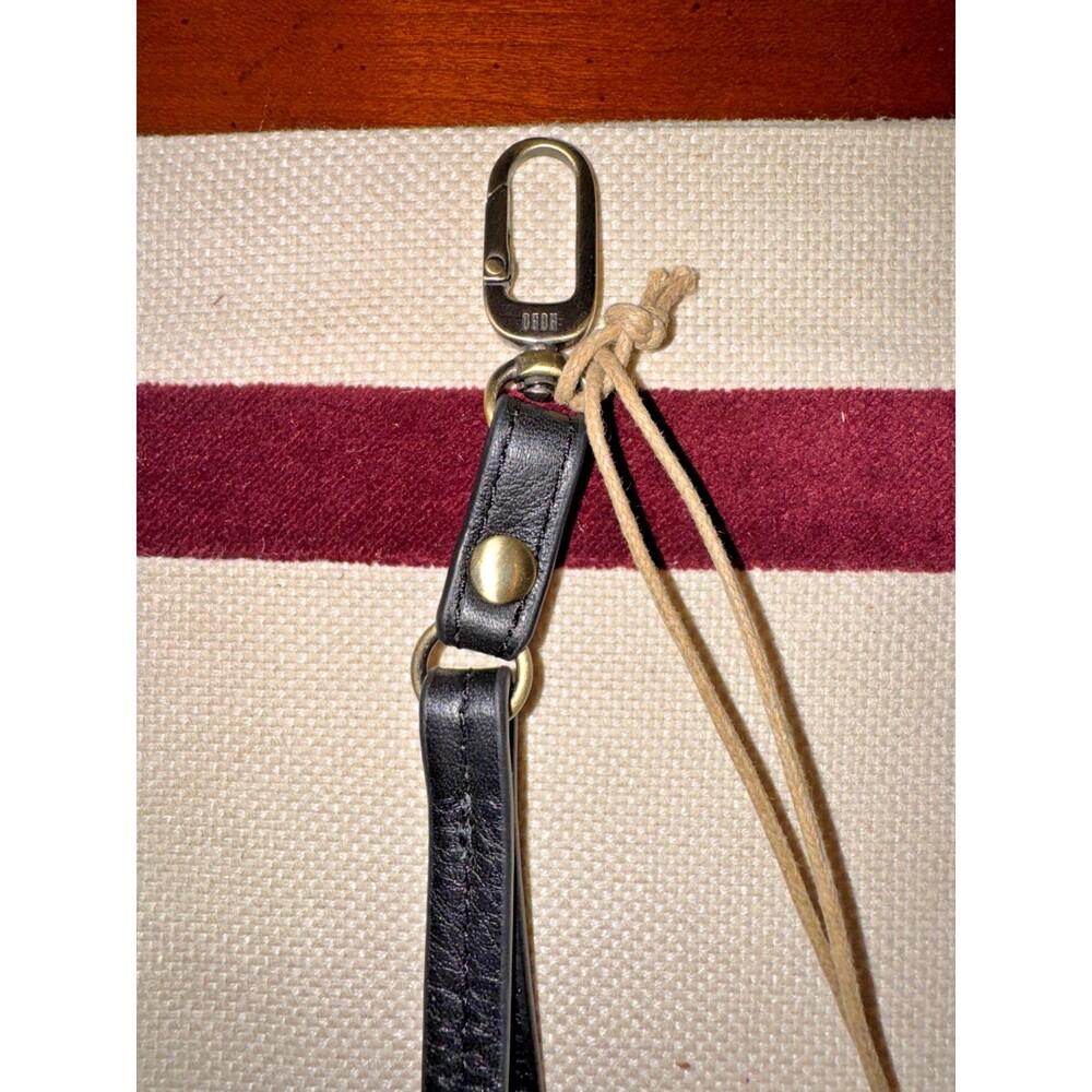 HOBO Black Leather Double Tassel Keychain with Gold Hardware - Picture 2 of 6